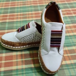 White vegan leather slip on shoes